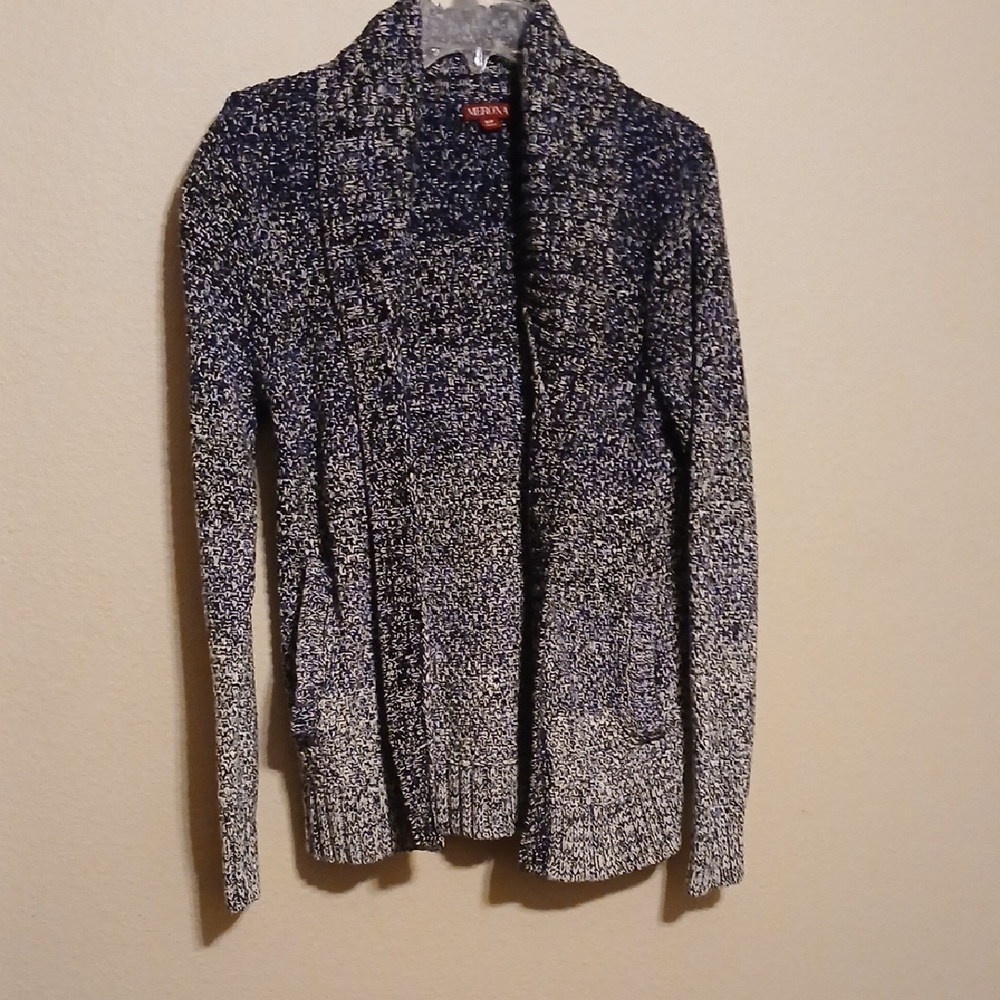 Merona Button Front Cardigan Sweater Black Gray Ombre Cotton Size S/P